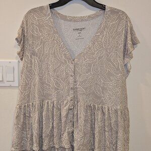 Super Soft Button-Front Tiered Babydoll Top - Torrid - Taupe